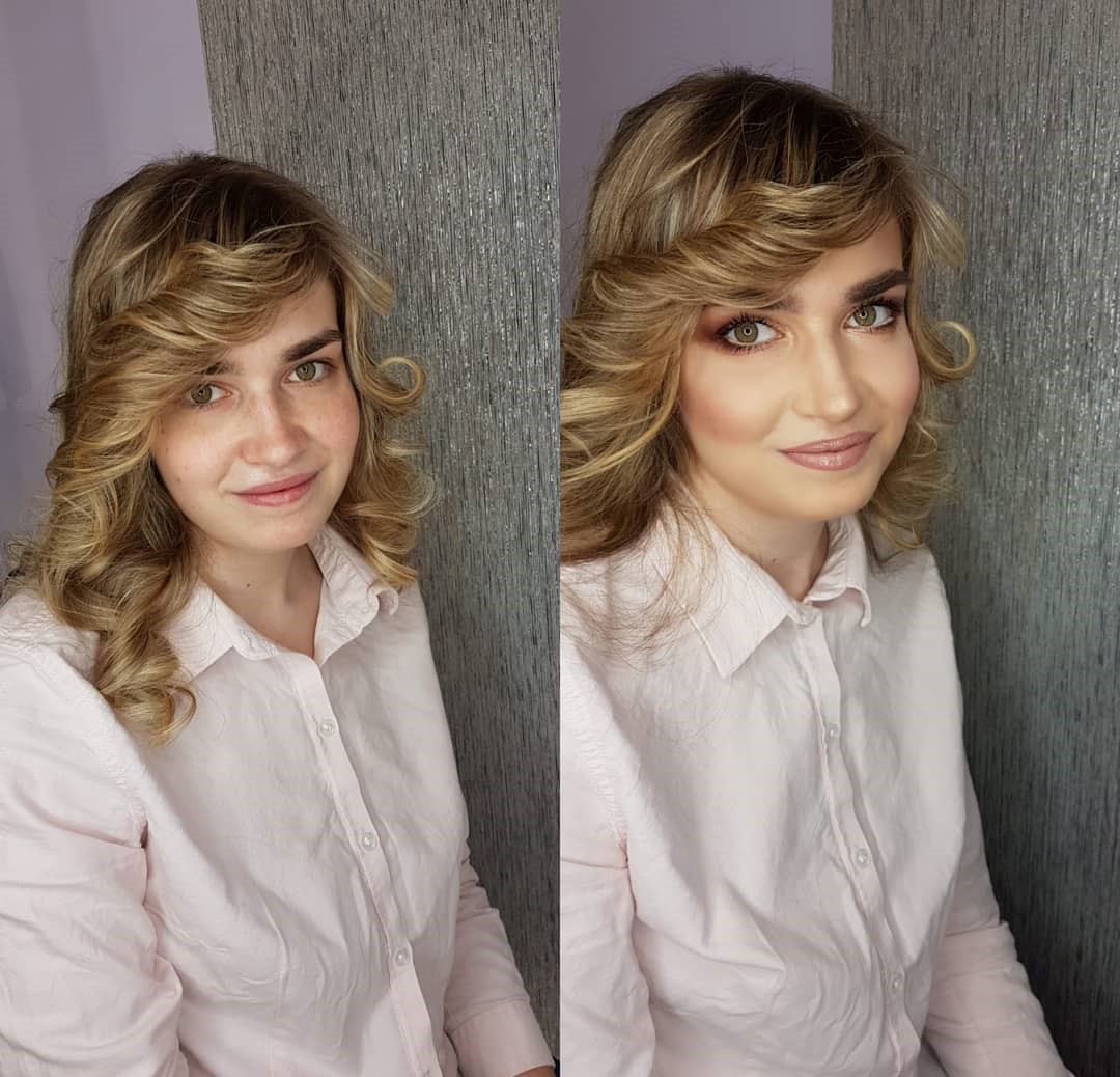before and after results of makeup at Mali Salon